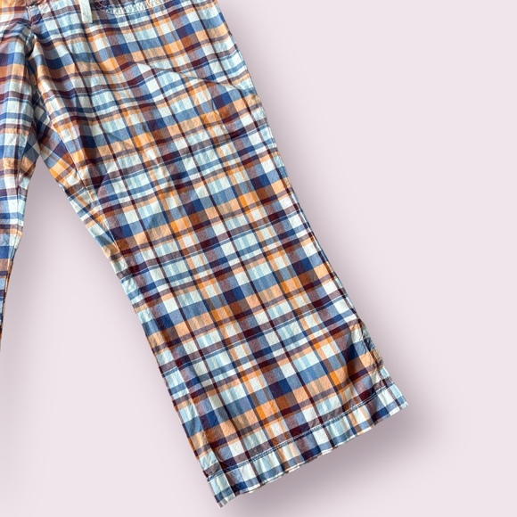 Women’s American Eagle Outfitters Orange Blue White Plaid Capri Pants Size 8 - Picture 4 of 10